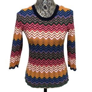 Boden Size 6 Multicolor Chevron Knit Cotton Sweater Colorful